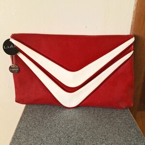 Lulu Guinness 1950's Inspired Bold Red & White Clutch,RN#93857, NWT